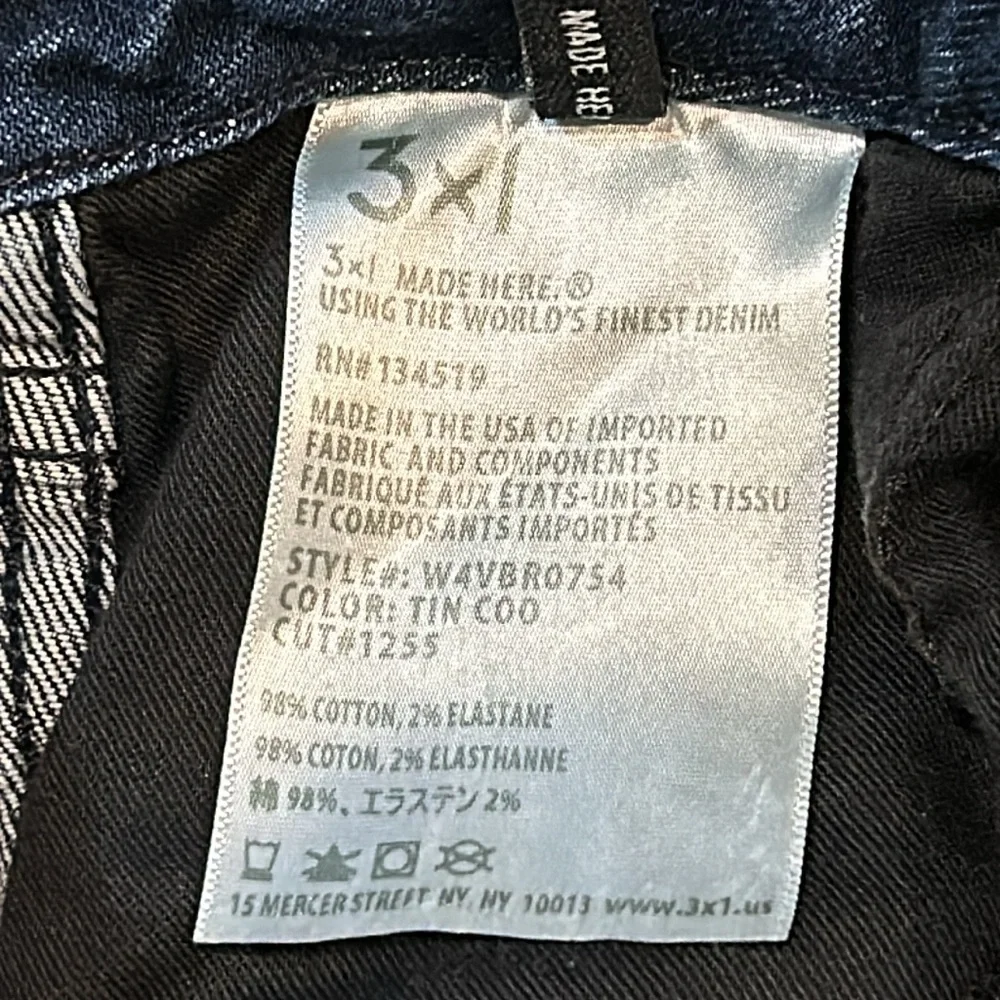 3X1 Raw Edge Shelter Slim Jeans in Tin Coo size 24 Distressed Straight Leg